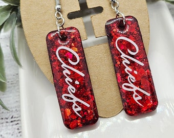 Chiefs Glitter Earrings, Gifts for her, NFL
