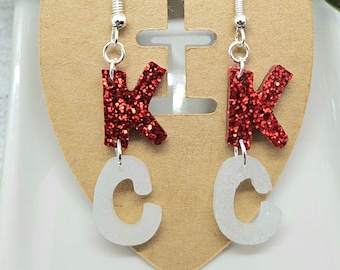 Chiefs KC Glitter Earrings, Gifts for her, NFL