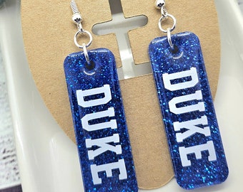 Duke Glitter Earrings, Gifts for her, College Football