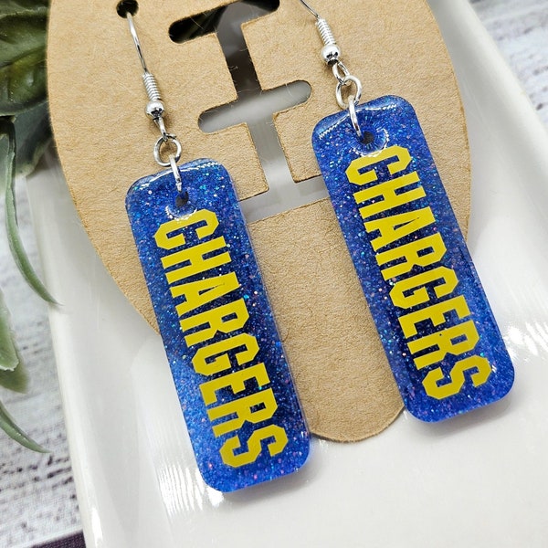 Chargers Glitter Earrings, Gifts for her, NFL