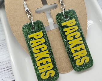 Packers Glitter Earrings, Gifts for her, NFL