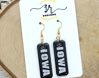 Iowa Black Glitter Earrings, College Football, Gifts for her
