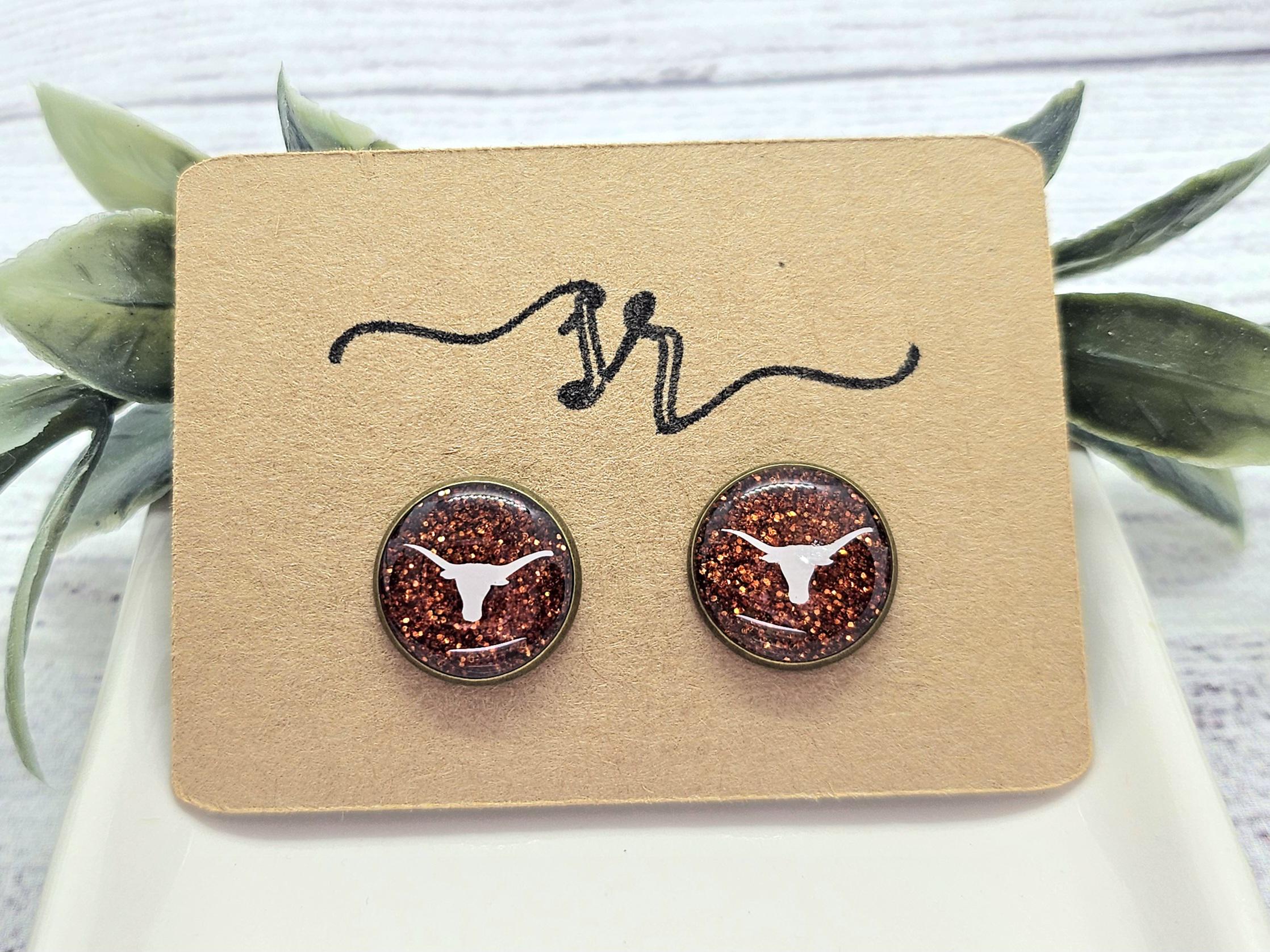 Texas Glitter Earrings, Gifts for her, College Football
