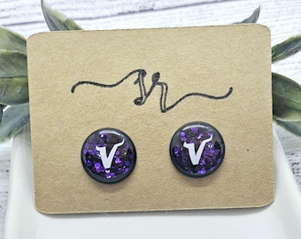 Minnesota Purple Glitter Earrings, Gifts for her, NFL