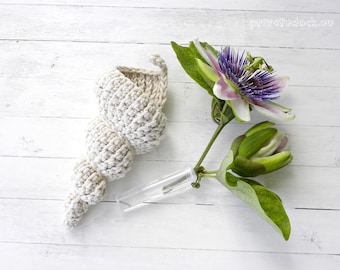 Shell Basket Crochet, Eco Friendly Decor, 100% Natural Cord, Decor with Fresh Flowers, Sea Style Beach Decor, Fabulous Gift!