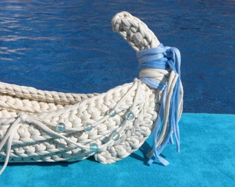 Basket Boat, Home SPA, Tropical Boat, Eco Friendly Decor with Fresh Flowers, Crochet Basket, Island Style. Fabulous Gift for Your Home!