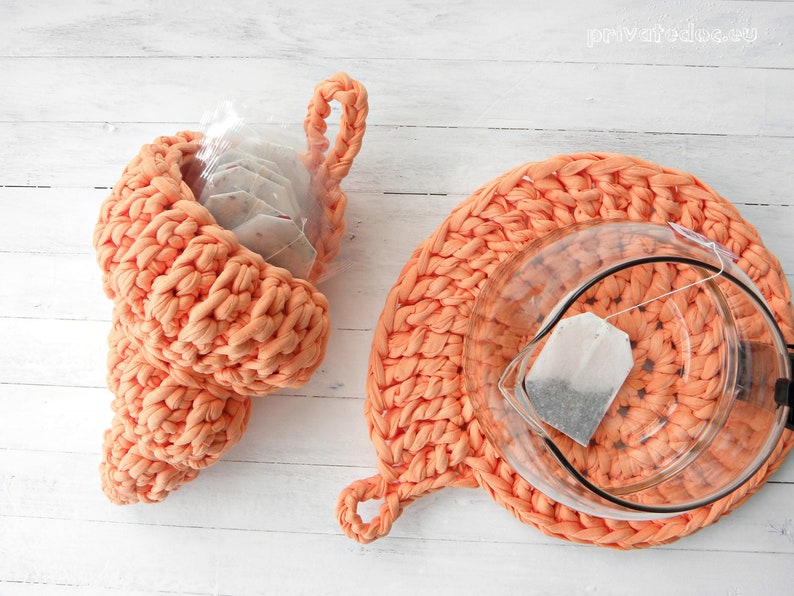 Crochet Tea Set Ammonite Teapot Coaster and Seashell Basket Etsy