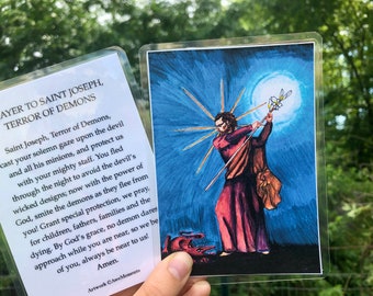 St. Joseph, Terror of Demons Prayer Card, St Joseph Prayer Card