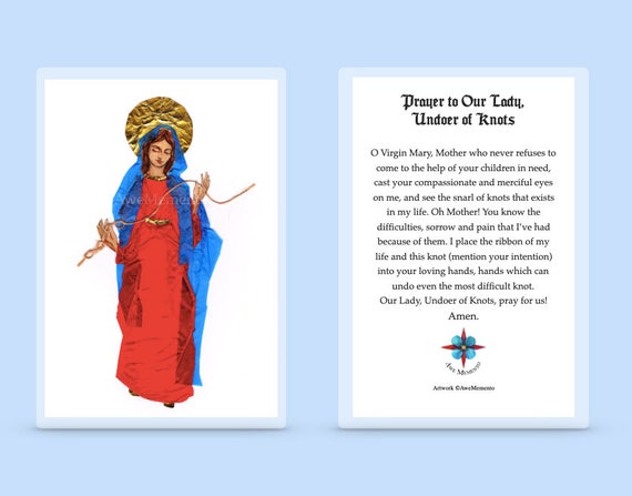 Our Lady Undoer of Knots Prayer Card Mixed Media | Etsy