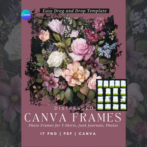 Distressed Canva Template Frame Grunge Photo Frame Template for Canva Editable Template Grunge Clipping Mask PDF PNG for Tshirt and Photo