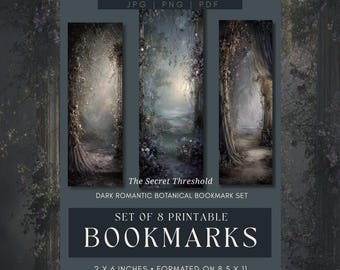 Bookmark Dark Romance Printable Bookmarks Gothic Romantic Book Lover Gift Bookmark PNG Moody Reading Accessory Victorian Floral Aesthetic