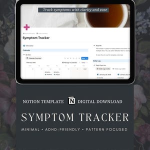 Plantilla de registro de síntomas / Registro simple de síntomas y energía / Registro de enfermedades crónicas / Descarga digital