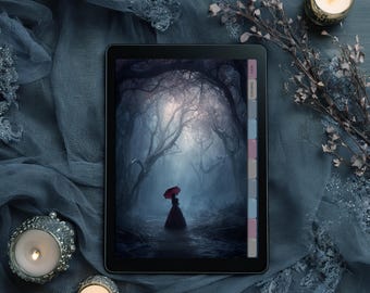 Digital Notebook for GoodNotes, Moody Dark Aesthetic Hyperlinked GoodNotes PDF Planner Line Dot Grid Journal Dark Romance Gothic Journal