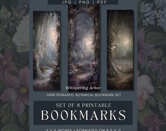 Bookmark Dark Romance Printable Bookmarks Gothic Romantic Book Lover Gift Bookmark PNG Moody Reading Accessory Victorian Floral Aesthetic