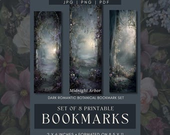 Bookmark Dark Romance Printable Bookmarks Gothic Romantic Book Lover Gift Bookmark PNG Moody Reading Accessory Victorian Floral Aesthetic