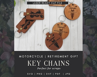 Keychain Motorcycle Laser Ready Cut File Retirement Gift for Father's Day Motorcycle Lover Keys SVG Cut File Glowforge