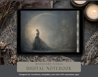 Gothic Romance Digital Notebook: Landscape Hyperlinked PDF Planner (GoodNotes)
