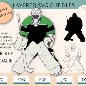 Archivo de corte SVG en capas de portero de hockey sobre hielo para máquinas de corte, portero de hockey SVG, portero de hockey, nettender de hockey SVG