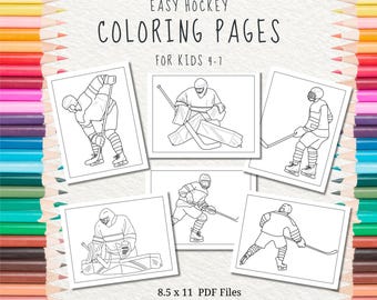 Hockey Player Coloring Pages: Kids & Adults Activity (Digital Download)