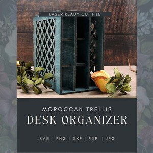 Desk Organizer SVG Laser Cut File Divided Desk Storage Box Pencil Holder Glowforge Cut File Office Organizer SVG