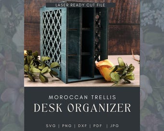 Desk Organizer SVG Laser Cut File Divided Desk Storage Box Pencil Holder Glowforge Cut File Office Organizer SVG