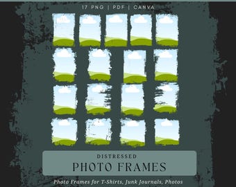 Canva Frame Template Distressed Grunge Photo Frame Template for Canva Editable Template Grunge Clipping Mask PDF PNG for Tshirt and Photo