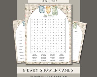 Baby Shower Games Classic Printable Baby Predictions Game Neutral Baby Shower Activities Elegant Vintage Fun Party Game Set JPG PDF