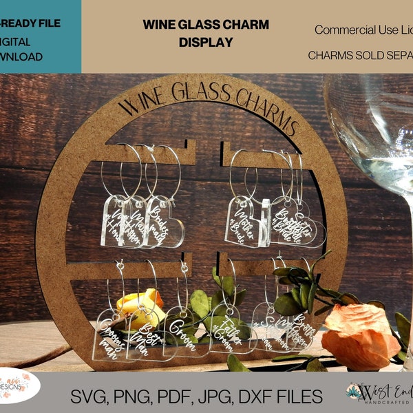 Laser Ready Cut File, Display for Wine Glass Charms, Bracelets, Glowforge SVG, Digital Download, For Craft Shows, Booths or Organization