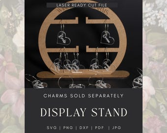Display Stand SVG Laser Ready Cut File Wine Glass Charm Display Jewlery Stand Craft Fair Vendor Display Glowforge SVG Cut File