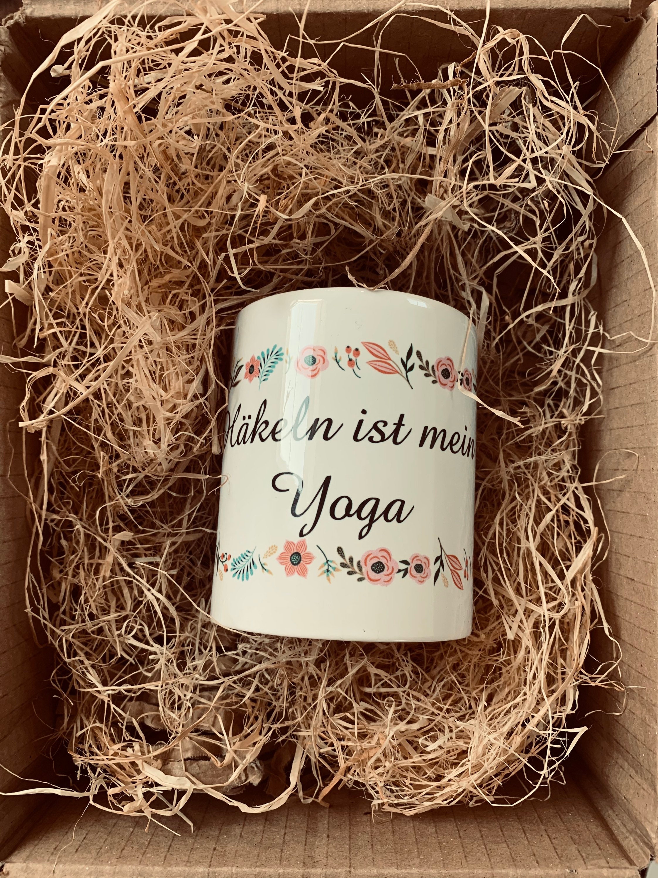 Becher mit Spruch Häkeln ist mein Yoga Häkeltasse Corchet Etsy