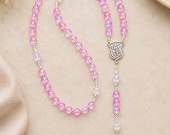 Saint Michael Rosary in Pink