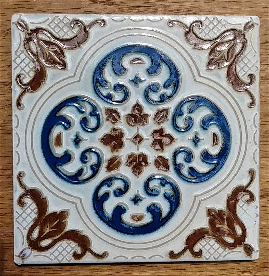 Vintage Japan Embossed Ceramic Tiles lot of 9 Etsy