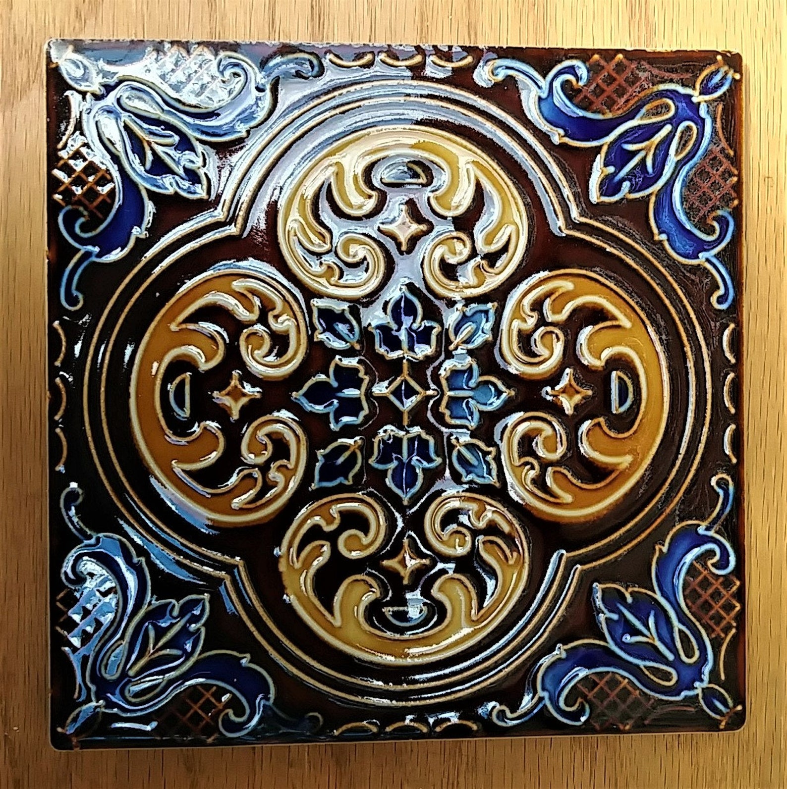 Vintage Japan Embossed Ceramic Tiles lot of 9 Etsy