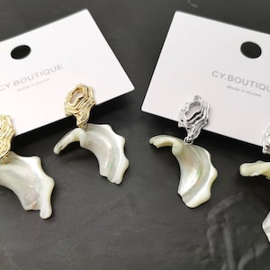 Seashell Dangle Earrings | Gold Plated Sterling Silver | One of a Kind Earrings