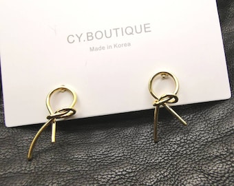 Tie Knot Shaped Dangle Earrings | Gold Plated Earrings | Gift for Her