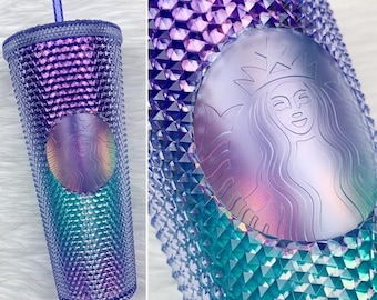 Starbucks Tumbler Cup Studded - Summer  2021 Aqua Purple Ombre Mermaid - Venti 24oz Tumbler (Brand New with Tag) Authentic
