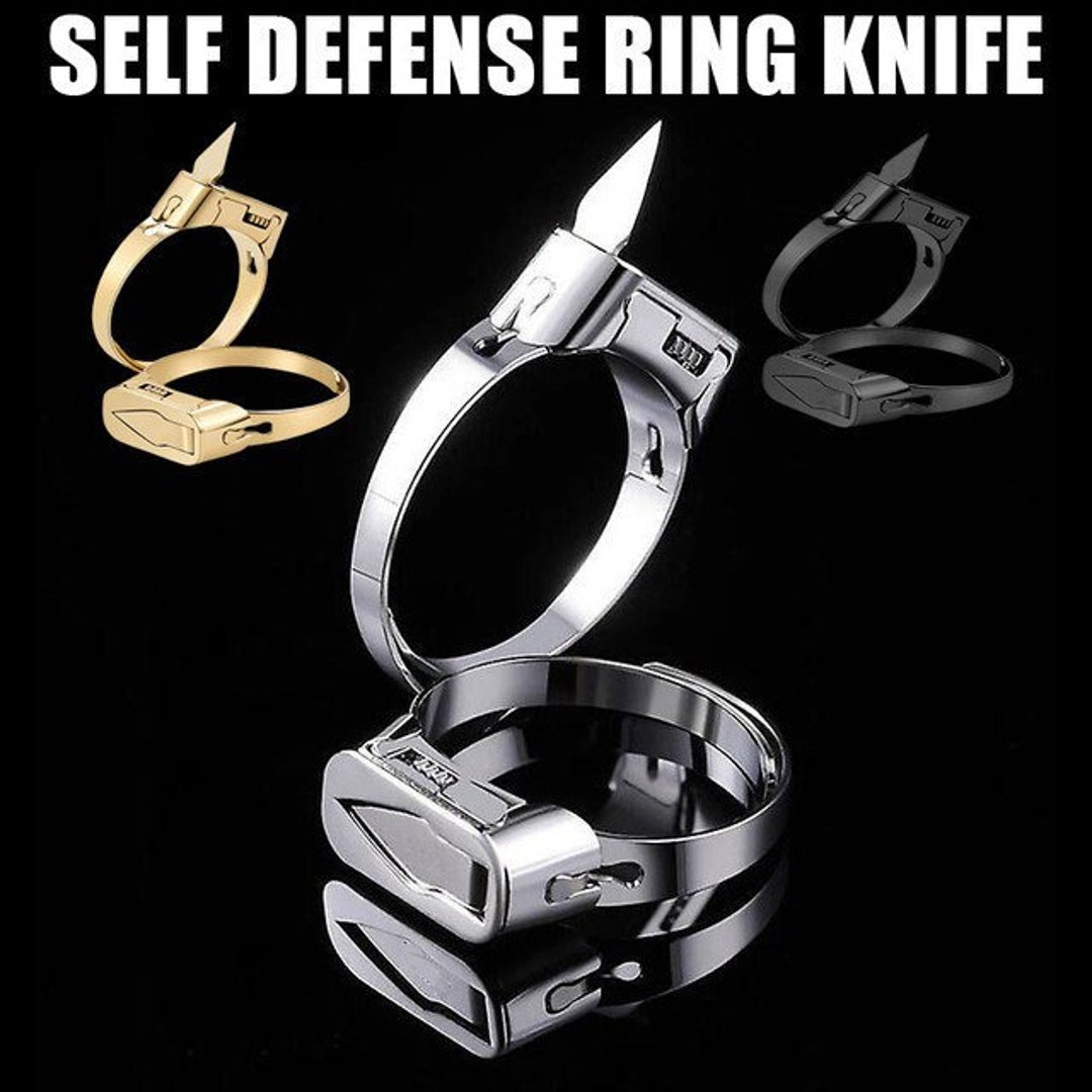 Metal Self Defense Ring Knife Flip Blade Etsy