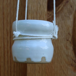 White Hanging Succulent Planter, with Drainage Hole