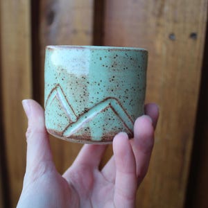 Turquoise and Brown Carved Mini Planter, with Drainage Hole