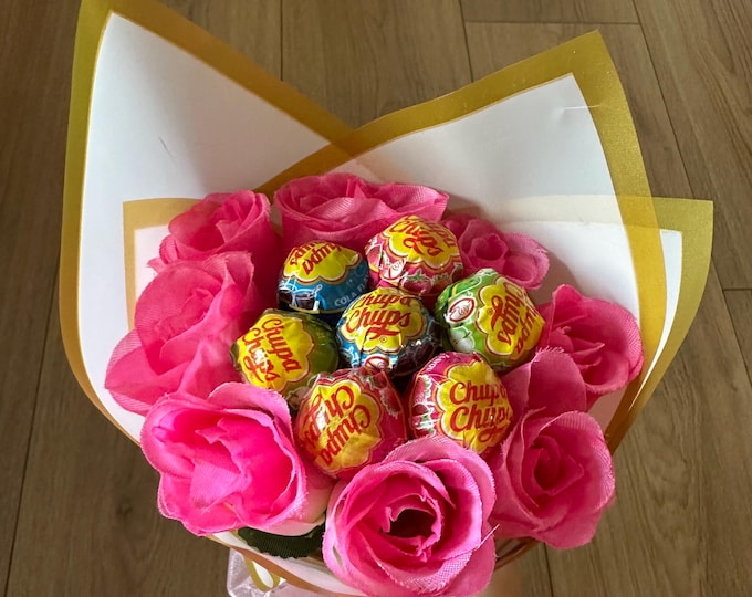 Faux Flower & Chupa Chups Lollipop Bouquet: Thank You Gift