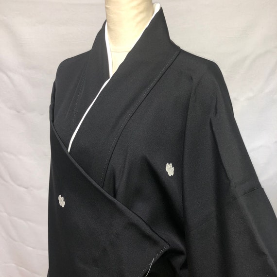 Vintage Japanese Kimono/Black TOMESODE/Yuzen/Hand-