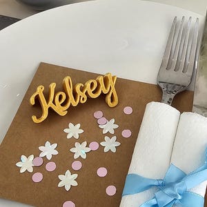 Biglietti con nomi 3D personalizzati per matrimonio, etichetta per cena inclinata, nomi per ricevimento, favola dorata, nomi per piatti da matrimonio, sottobicchieri, segnaposto per ospiti
