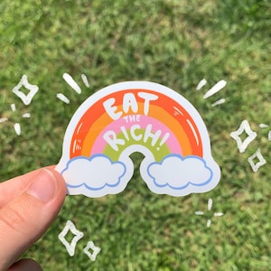 Eat the Rich Rainbow Sticker - Cute Water Bottle Aesthetic Stickers for Hydroflasks & Computers