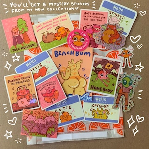 Mystery Bundle Deal 5 for 20 - Cute Aesthetic Stickers for Water Bottles, Hydroflasks, Laptops & Computers