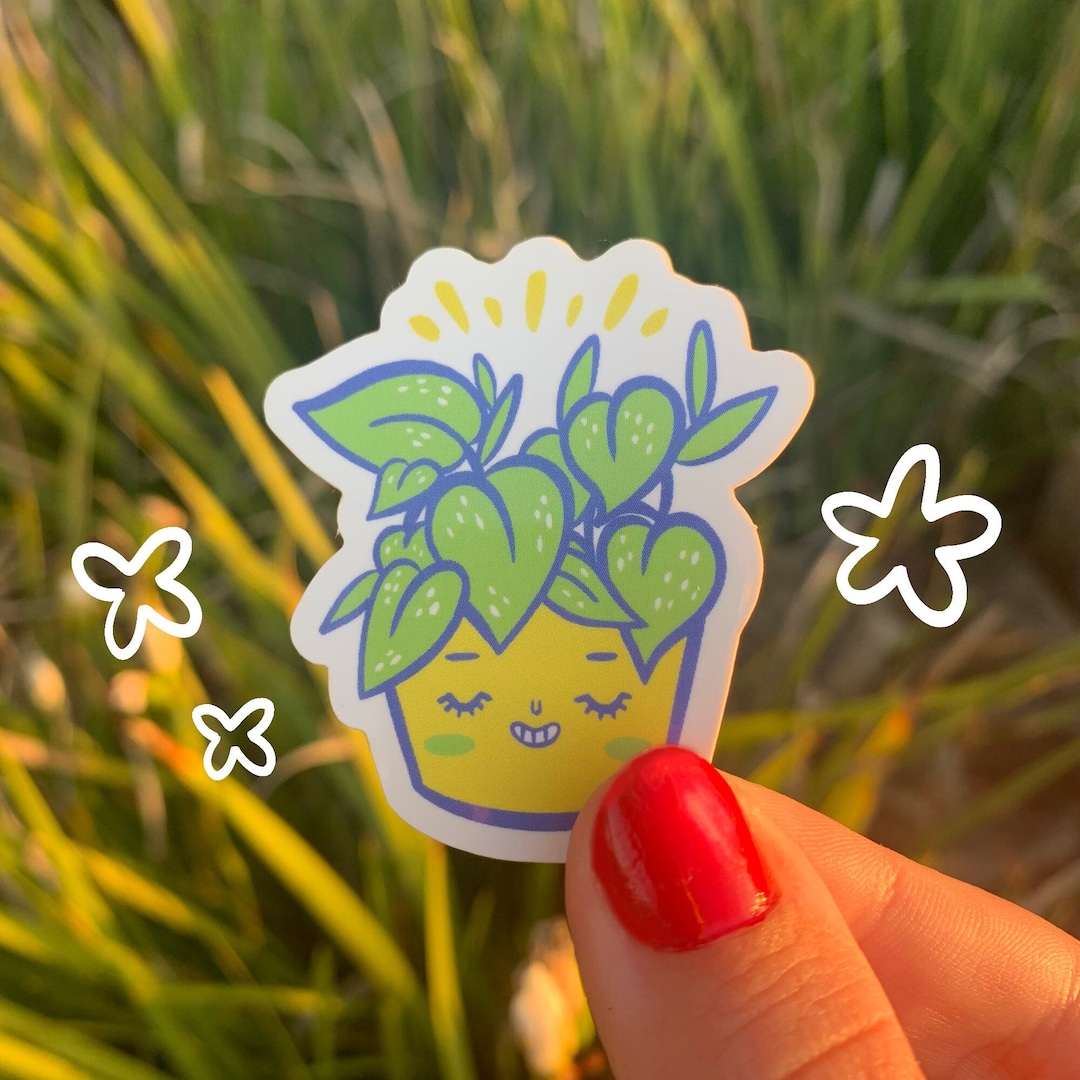 Pot Head Plant Sticker // Water Bottle Aesthetic Stickers for ...