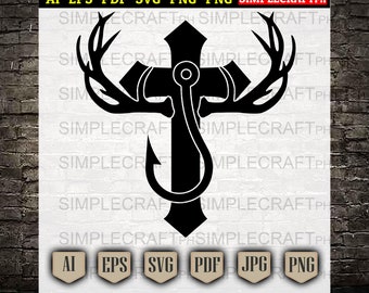 Free Free 80 Hunting Fishing Cross Svg SVG PNG EPS DXF File