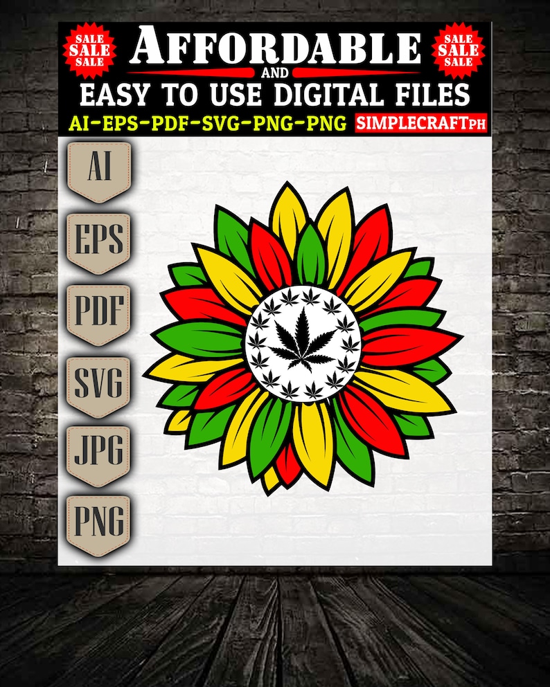 Download Sunflower Svg Rastafarian SVG Marijuana Svg Hemp SVG | Etsy
