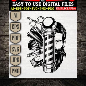 Retro kapper-svg || Kapper-svg || Kapper scherpe SVG || vervaagde SVG krijgen || Cricut ontwerp