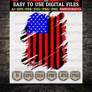 Torn Flag svg || USA Flag svg || Distressed Flag svg || Flag Decals || Mug Design || Patriotic Flag || Veteran Flag || Digital Files