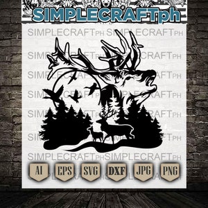 Roter Hirsch Hirsch || Roter Hirsch Jagd SVG || Hirsch-Jagd-Svg || Rotwild-Jagd-Svg || Elch-Svg || Maultierhirsch SVG || Rentier Jagd SVG